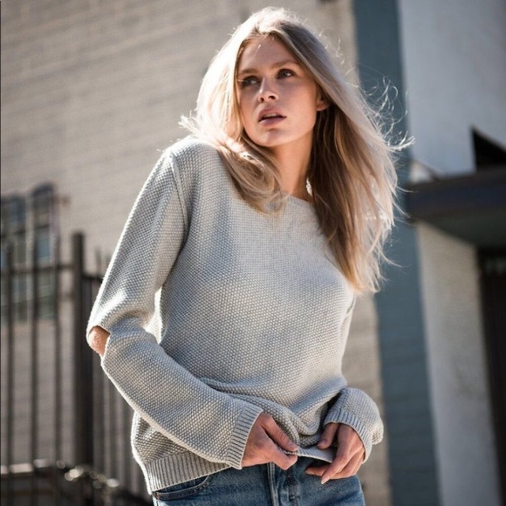 NATION LTD Sweater Womens‎ XS Gray Grey Carnegie Cold Elbow Crewneck Pullover